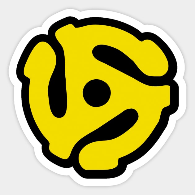 Music Geek yellow 45 rpm record adaptor, music geek stuff Sticker by LittleBean